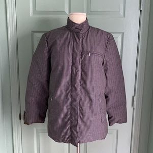 VINTAGE BILL BLASS Puffer Coat in stripe denim look & real down feather stuffing